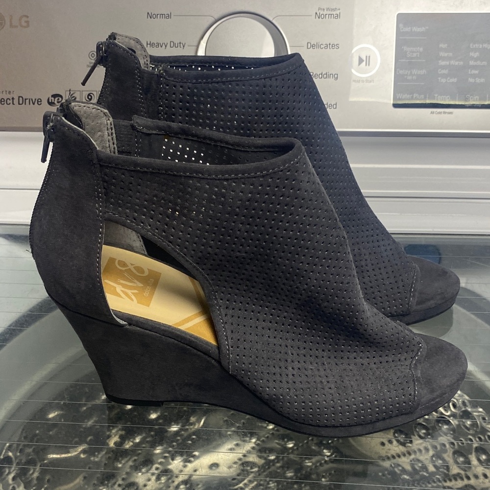 Dolce Vita Black Perforated Wedge Booties